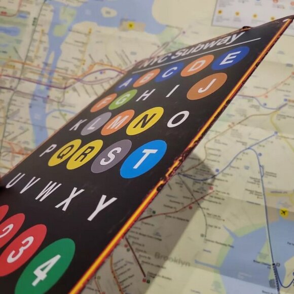 New York City Subway Alphabet Metal Sign (8"x12") with Free Bonus MTA Train Map! - Picture 5 of 6
